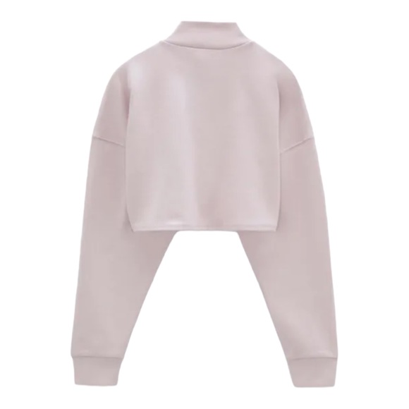 Zara Outerwear Lavender Cropped Full Zipper Front Sweatshirt Size Small - Picture 4 of 13